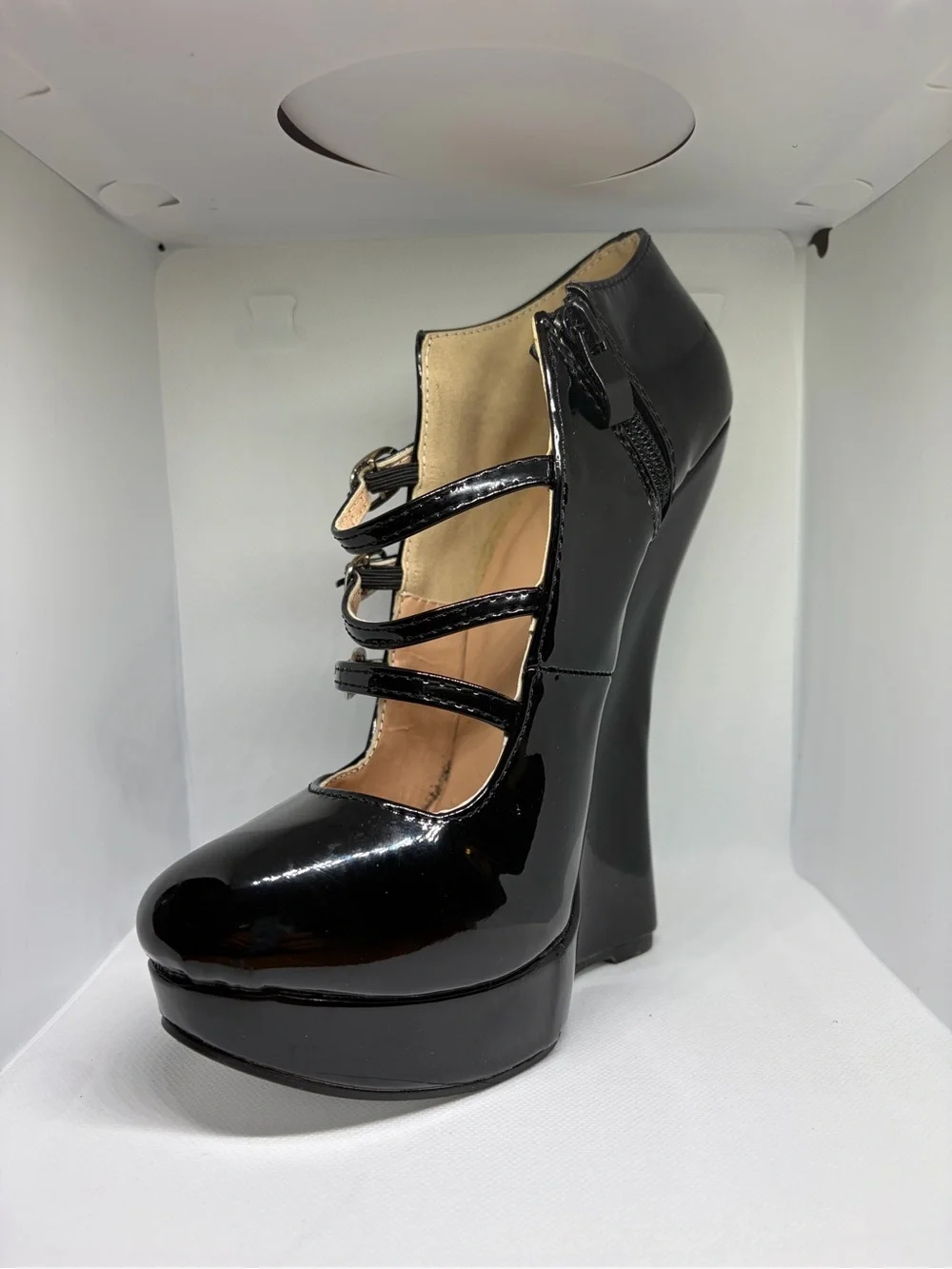 Black Patent Mary Jane Platform Heels